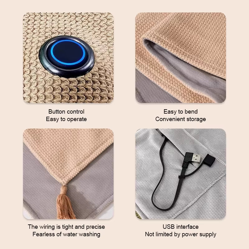Graphene Electric Heating Blanket, USB Washable Heating Shawl, Portable Heating Blanket for Home, Office & Outdoor Use