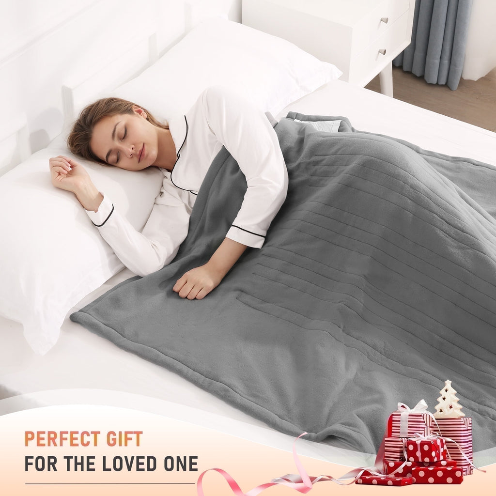 Electric Blanket 50X60 Inches 4 Hour Auto Disconnect 6 Heat Settings Machine Washable