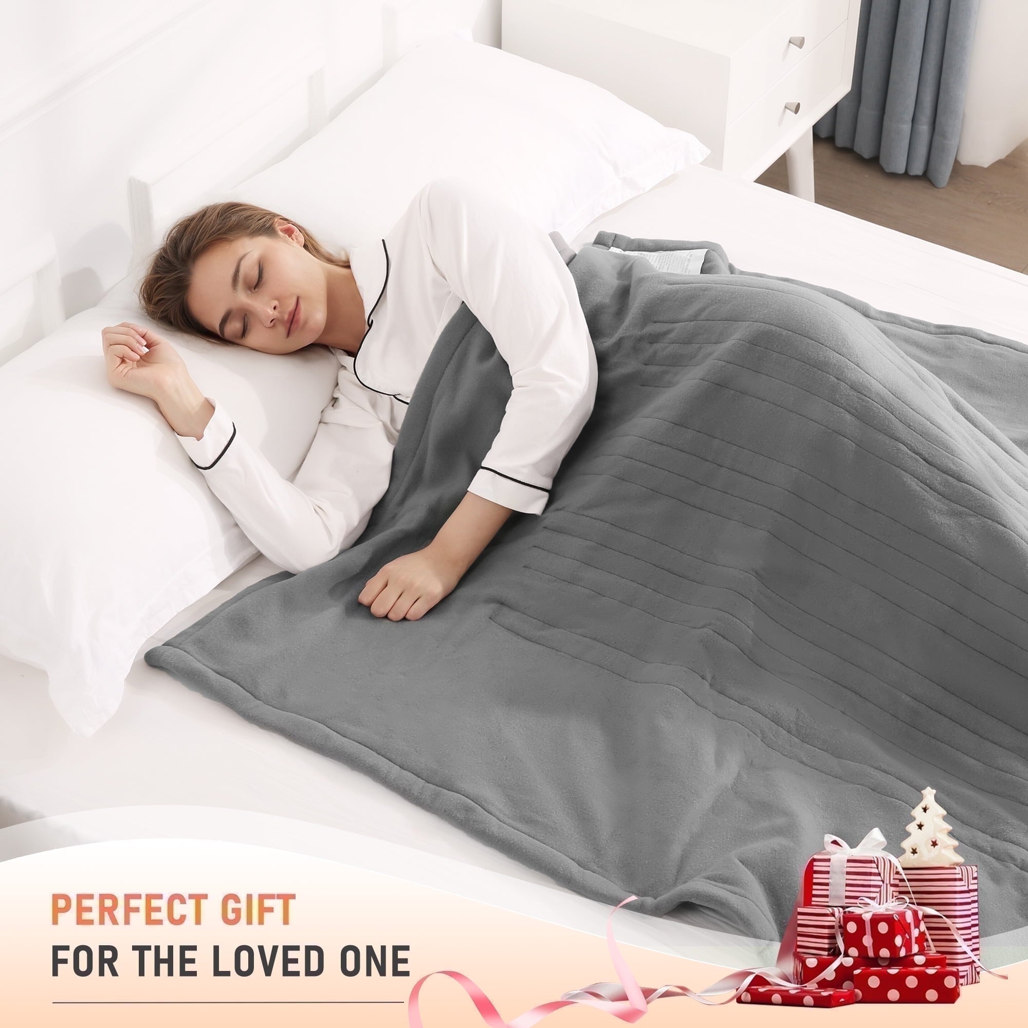 Electric Blanket 50X60 Inches 4 Hour Auto Disconnect 6 Heat Settings Machine Washable